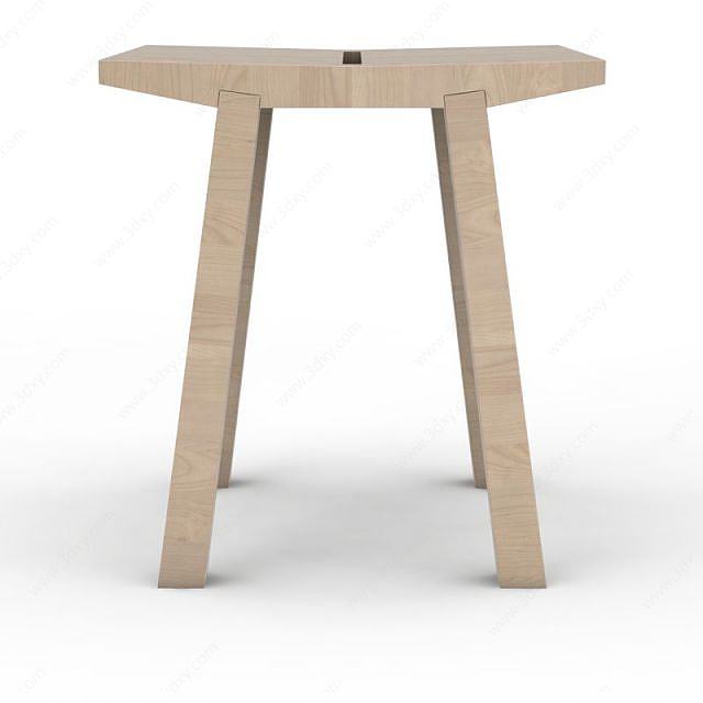 现代简约木凳3D模型