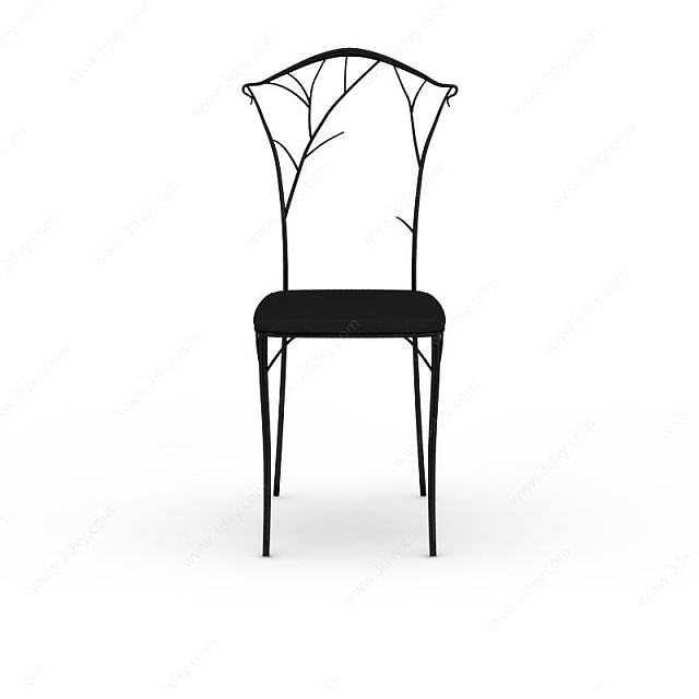 简易黑色雕花椅子3D模型