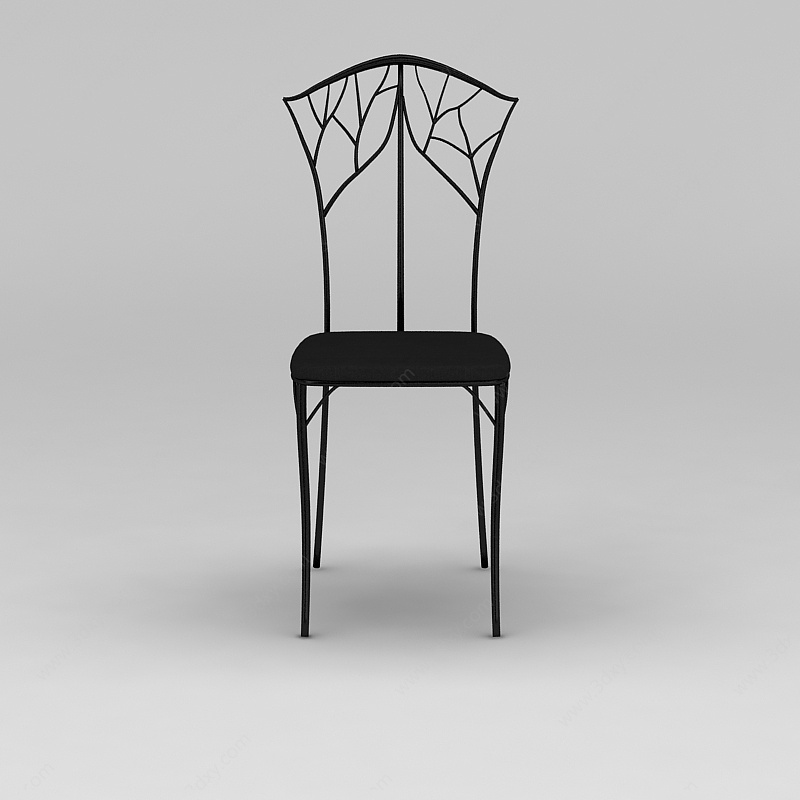 简约黑色铁艺椅子3D模型