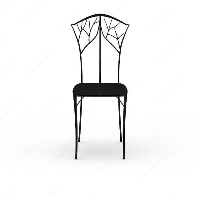 现代黑色铁艺椅子3D模型