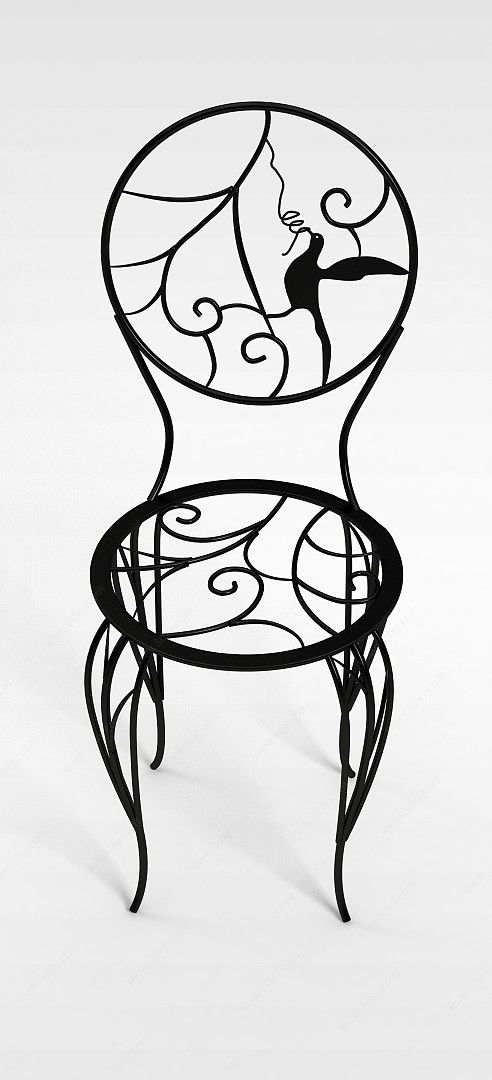 创意铁艺雕花椅子3D模型