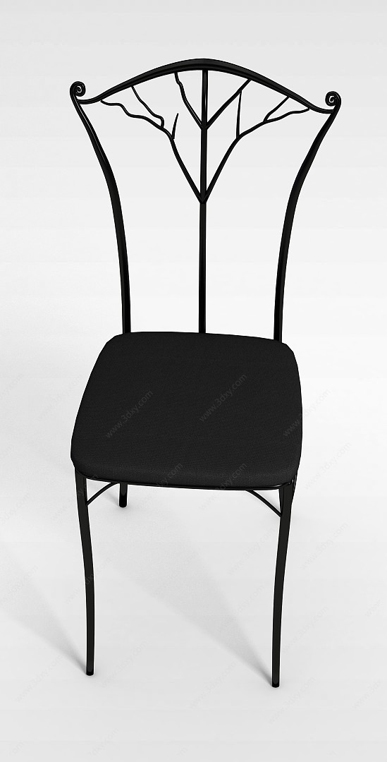 简易黑色雕花椅子3D模型