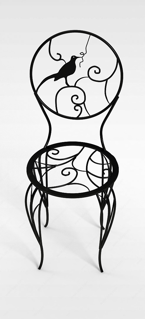个性铁艺雕花椅子3D模型