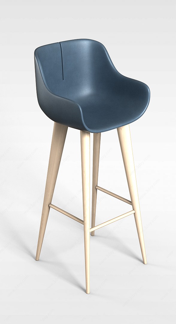 现代简约木质高脚椅子3D模型