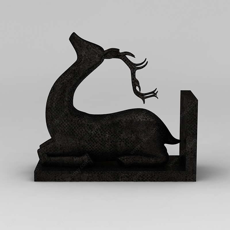 现代黑色麋鹿装饰品3D模型