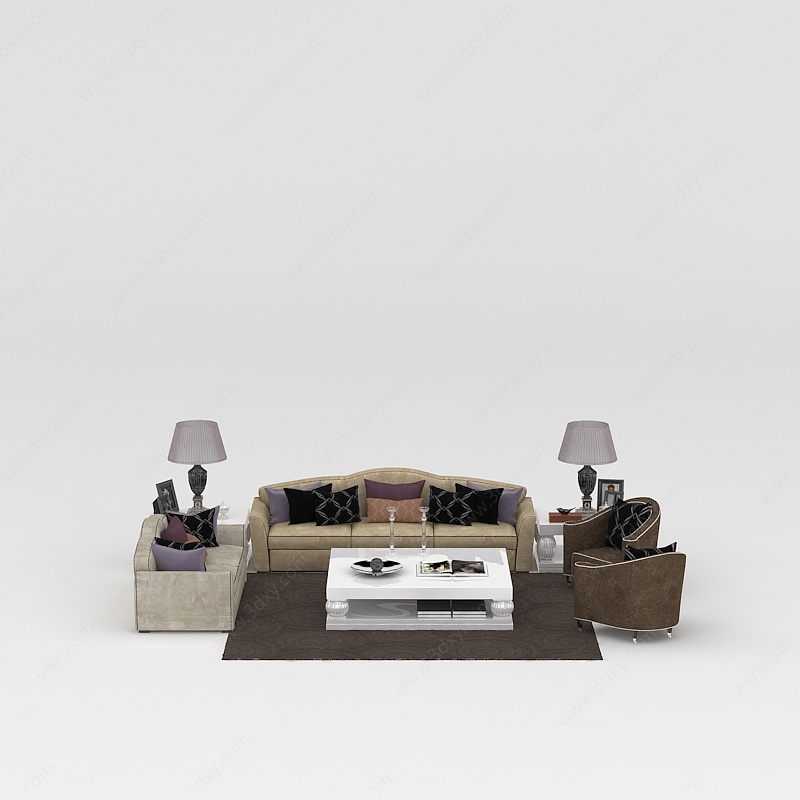 现代欧式布艺软沙发3D模型