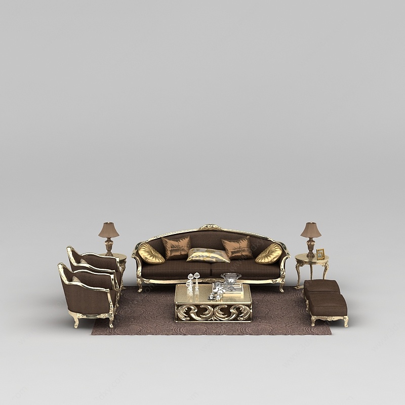 豪华欧式客厅组合沙发3D模型