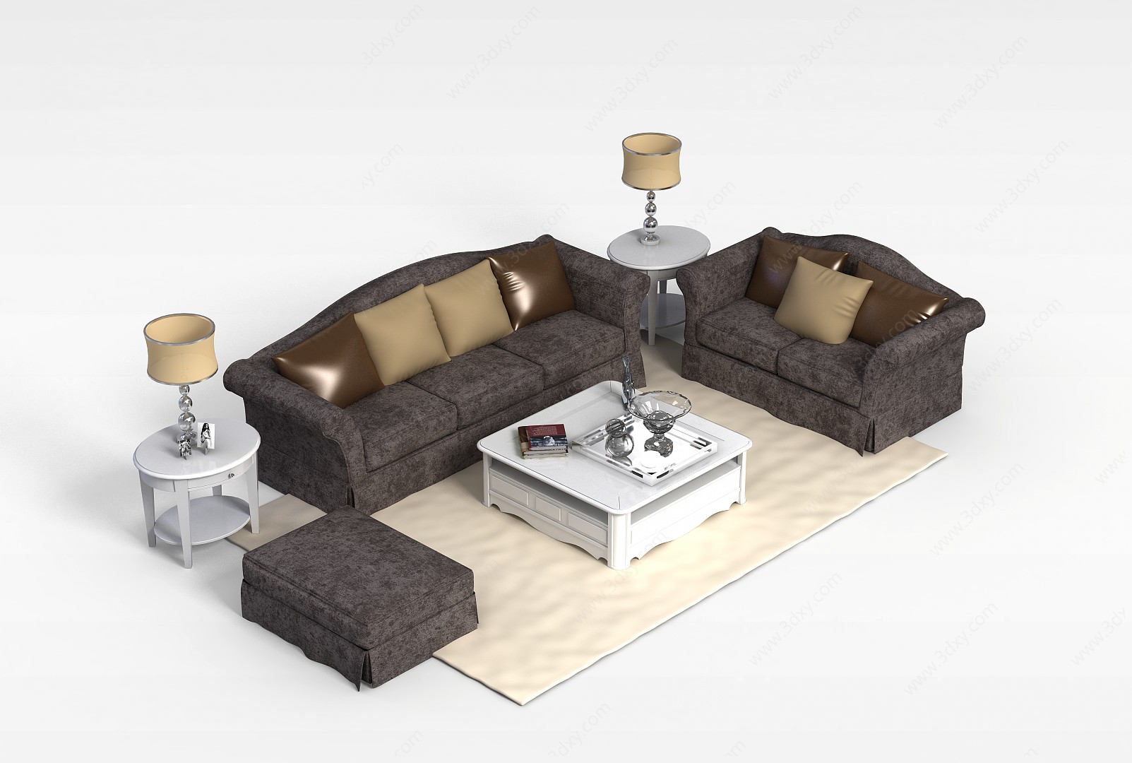 欧式客厅布艺组合沙发3D模型