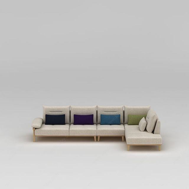 现代客厅组合沙发3D模型
