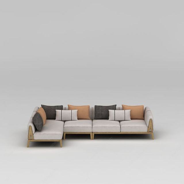 现代客厅布艺软沙发组合3D模型