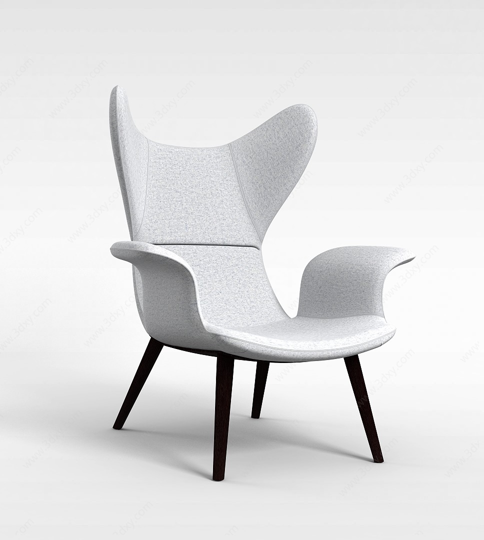 欧式灰色布艺休闲椅3D模型