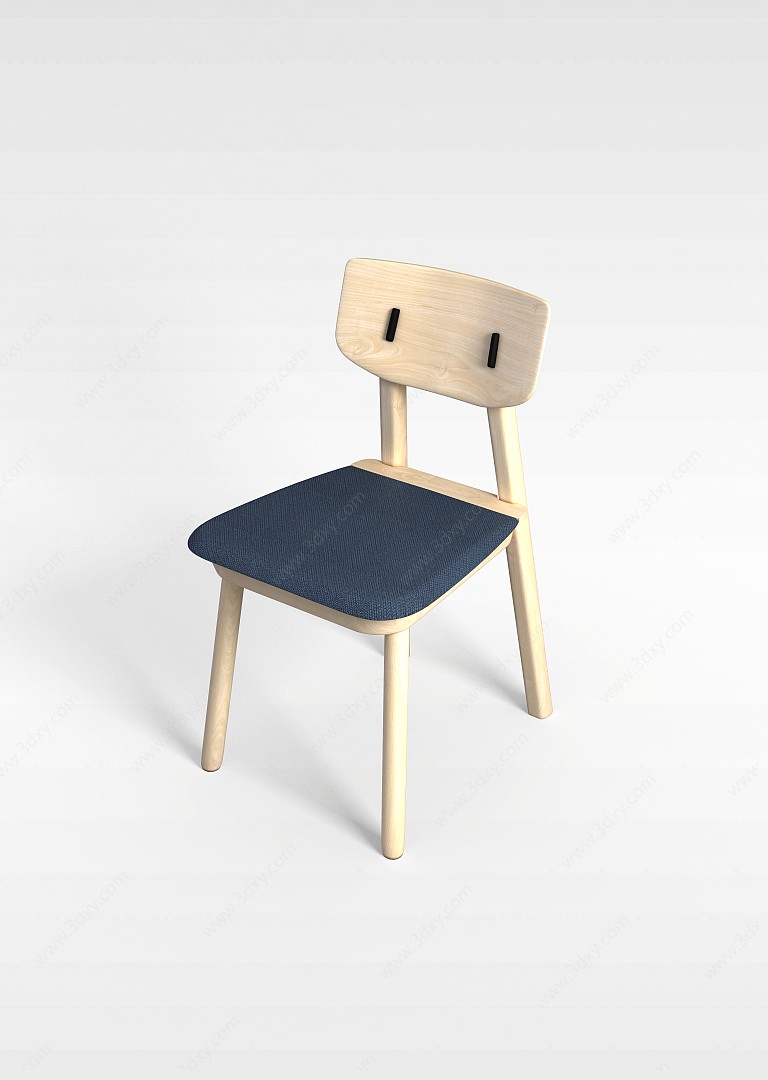 现代实木休闲椅3D模型