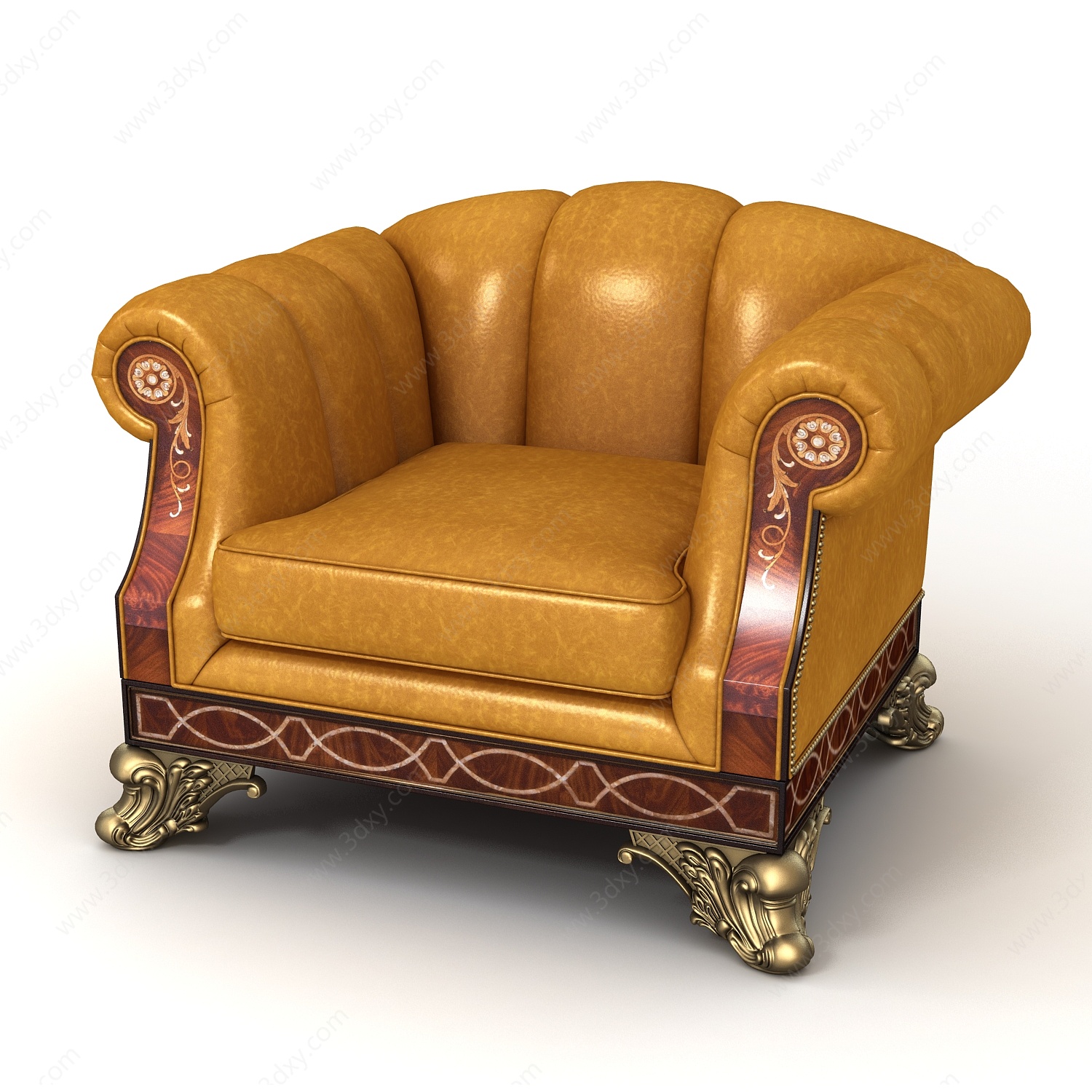欧式豪华皮质沙发椅3D模型