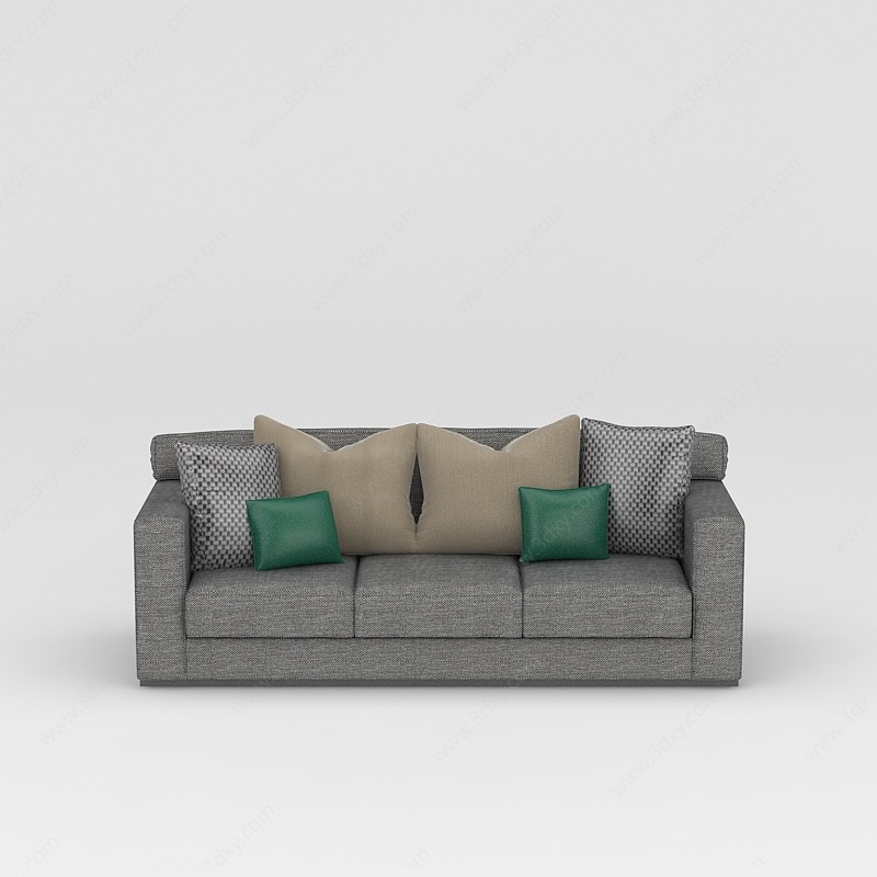 欧式灰色布艺沙发3D模型