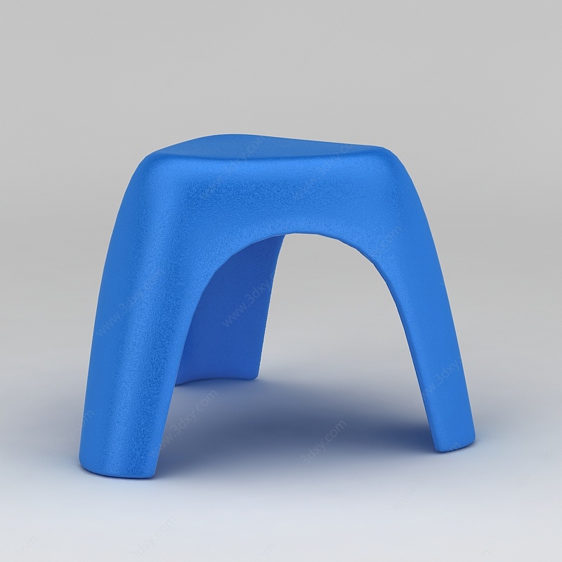 蓝色塑料板凳3D模型
