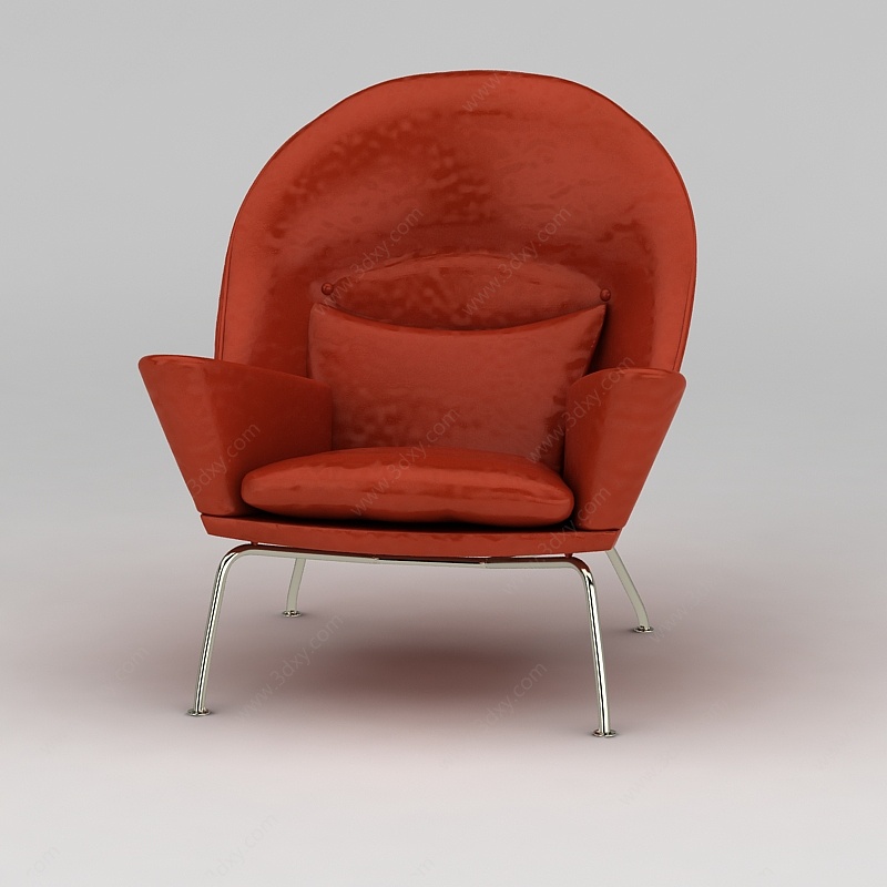 欧式橙色休闲椅3D模型