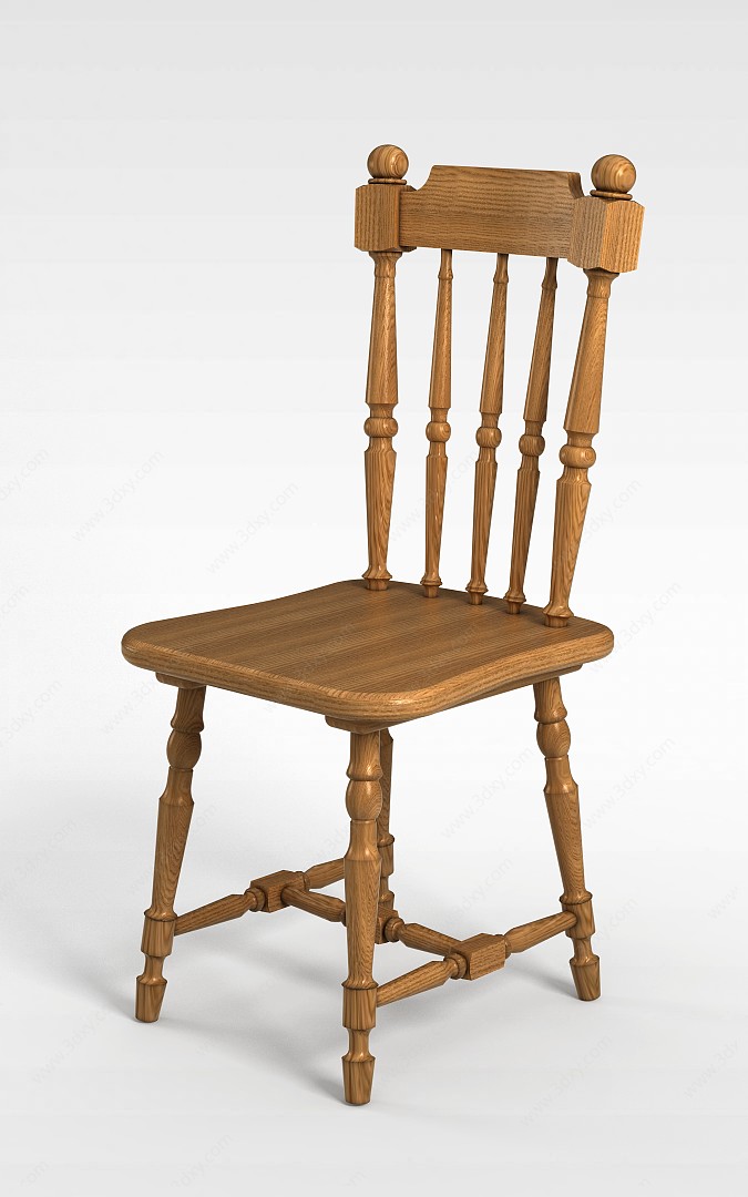 中式实木雕花椅子3D模型