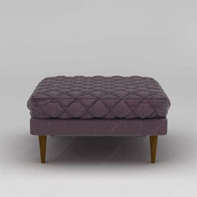 欧式紫色软包沙发凳3D模型
