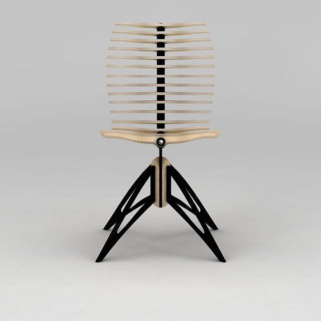 现代工业风实木椅子3D模型