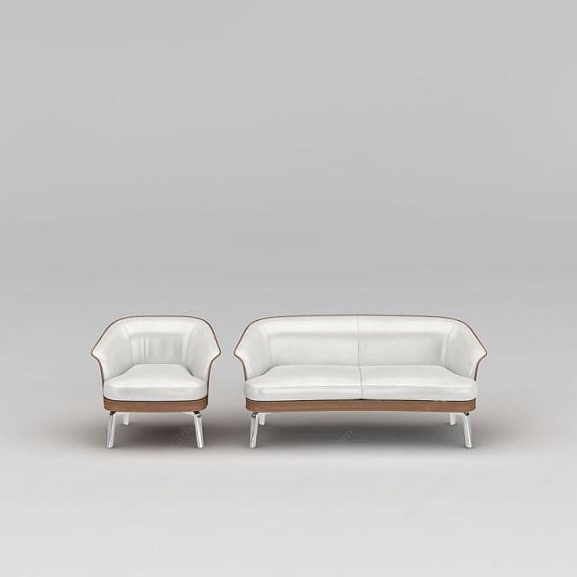 现代白色软包沙发3D模型
