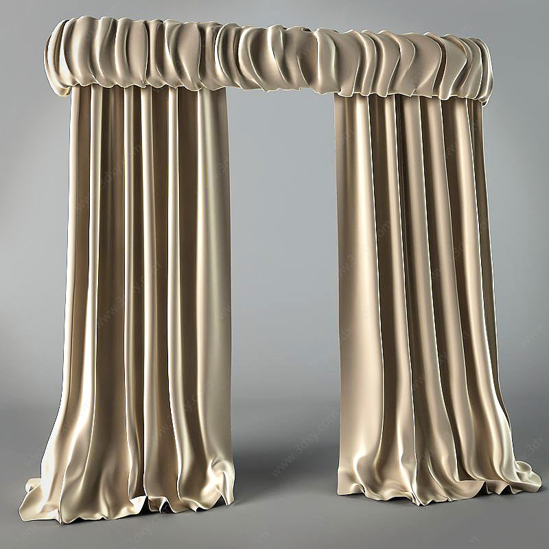 现代高端缎面窗帘3D模型