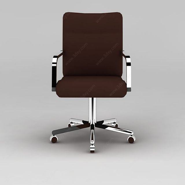 现代咖啡色布艺办公椅3D模型