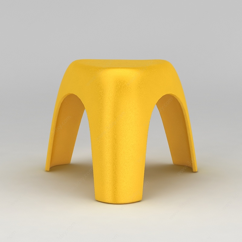 黄色塑料板凳3D模型