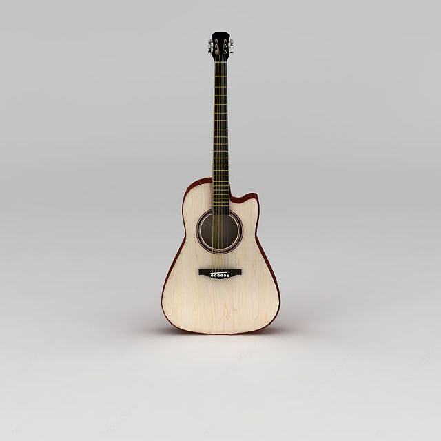 白橡木民谣吉他3D模型