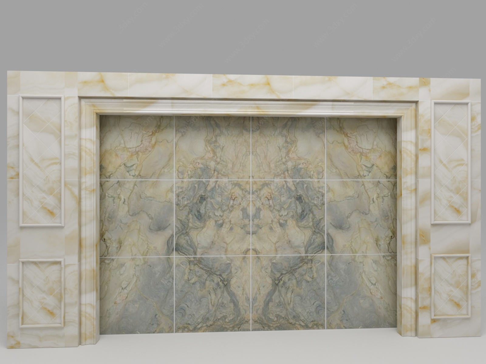 欧式石材电视墙3D模型