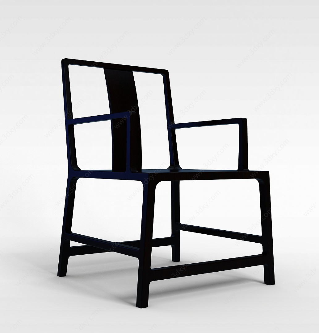 中式实木扶手椅3D模型