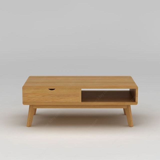 现代实木边桌茶几3D模型