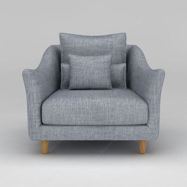 高档灰色布艺单人沙发3D模型