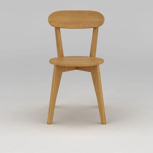 现代实木圆椅3D模型