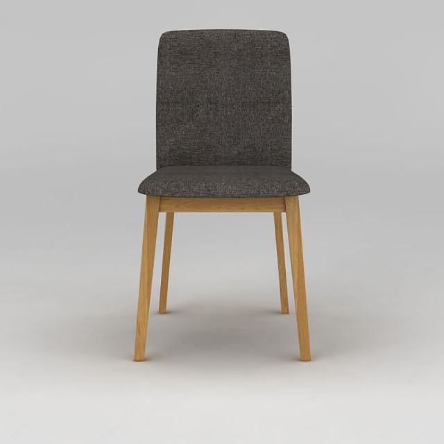 现代实木灰色布艺椅子3D模型