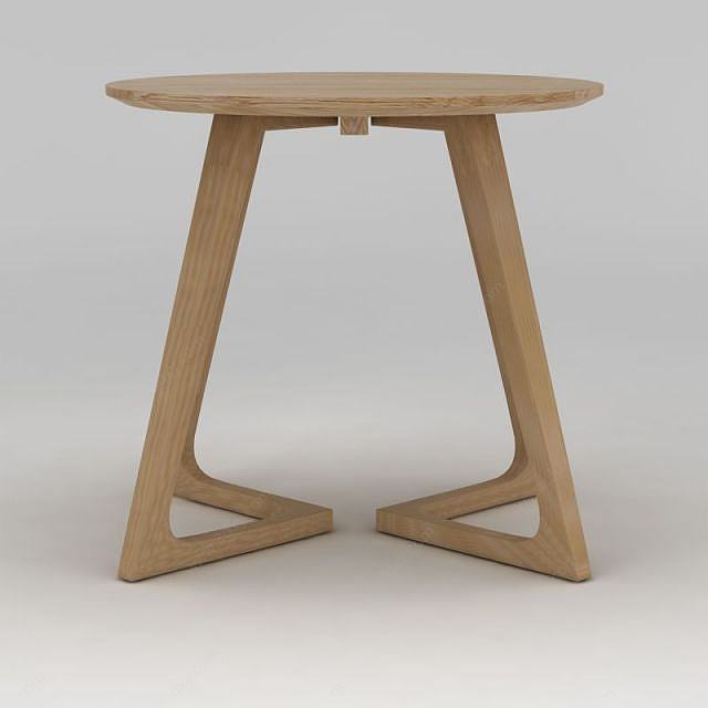 现代实木圆桌3D模型