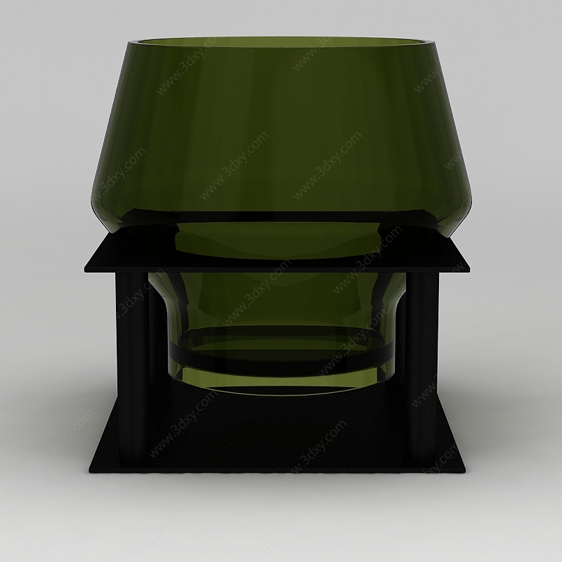 创意墨绿色花瓶摆件3D模型