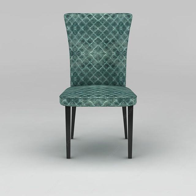 现代蓝色布艺餐椅3D模型