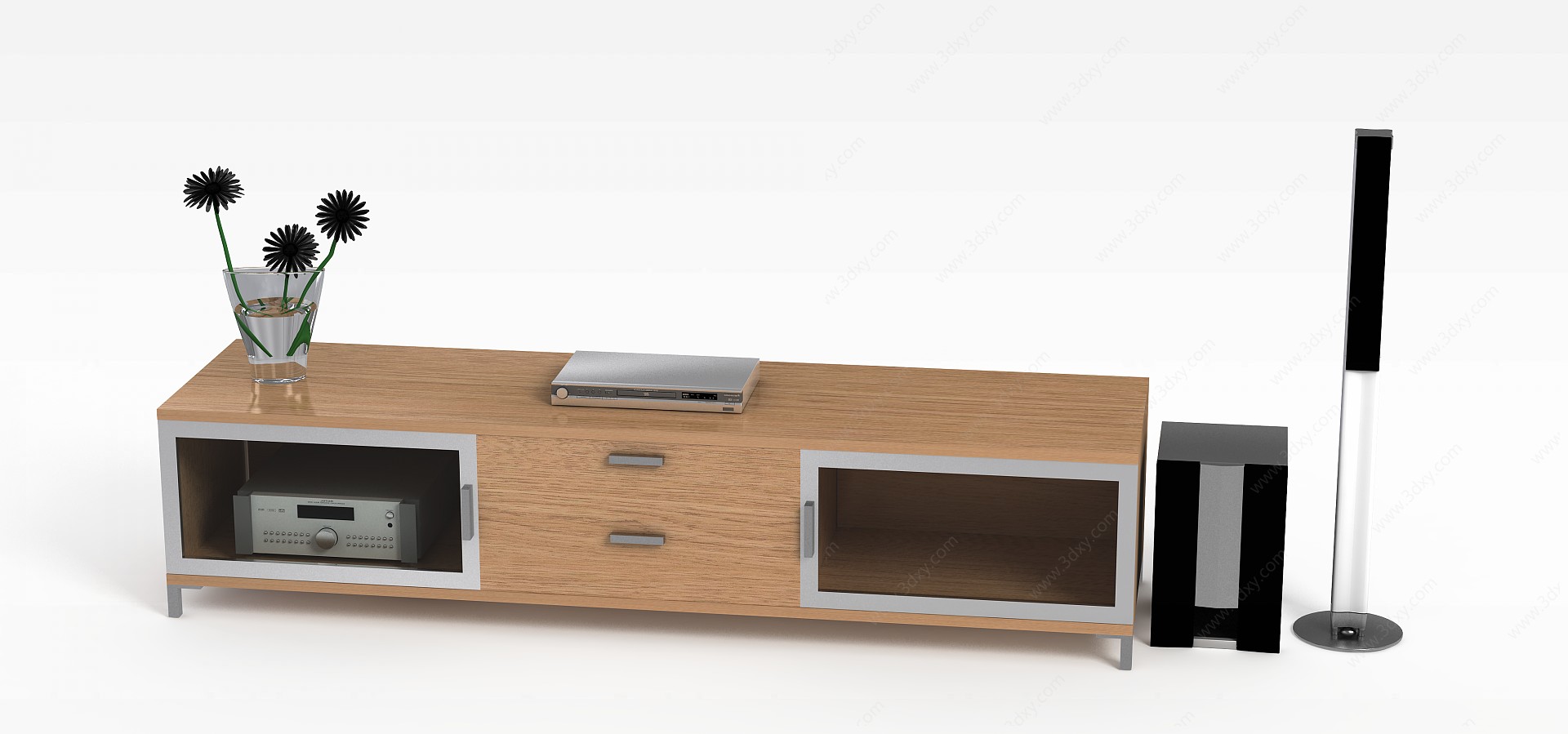 现代简约实木电视柜3D模型