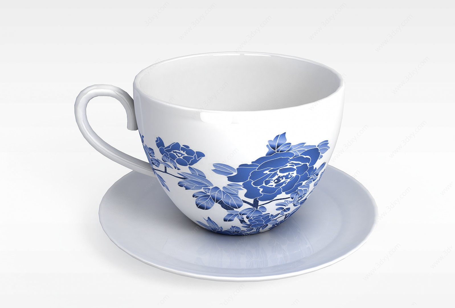 中式青花瓷茶杯3D模型