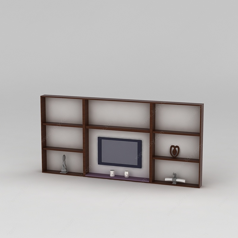 现代客厅电视柜背景墙3D模型