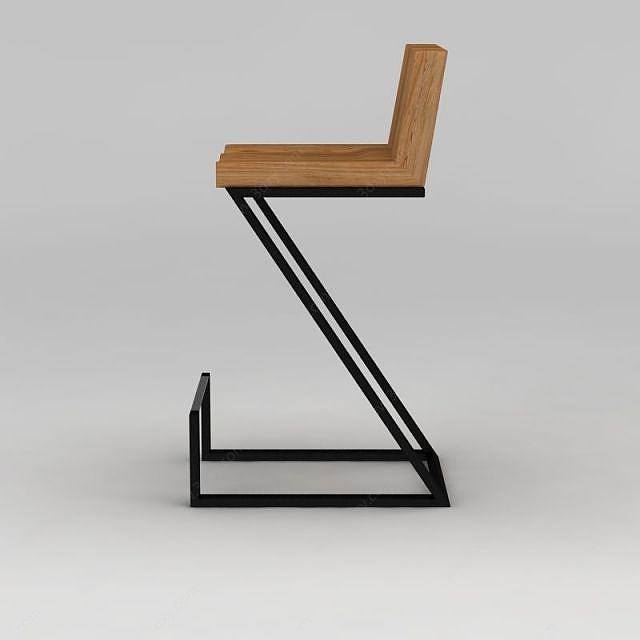 现代原木吧台椅3D模型