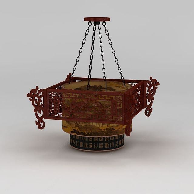 中式复古宫廷吊灯3D模型