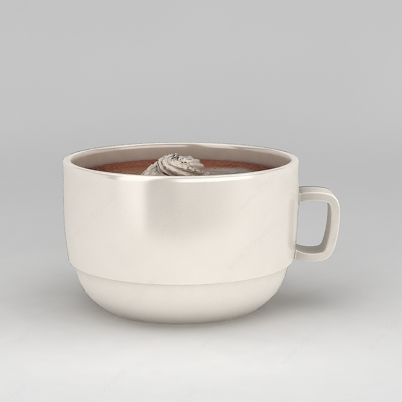 现代白色陶瓷咖啡杯3D模型