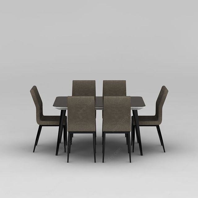现代简约餐桌餐椅3D模型