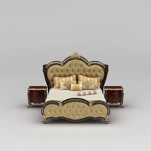 现代欧式卧室双人床3D模型