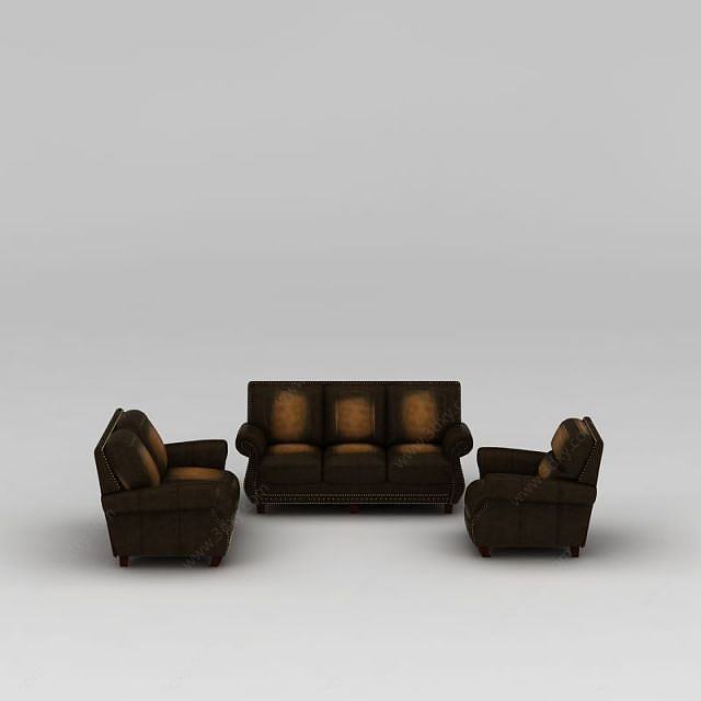 现代布艺客厅沙发组合3D模型