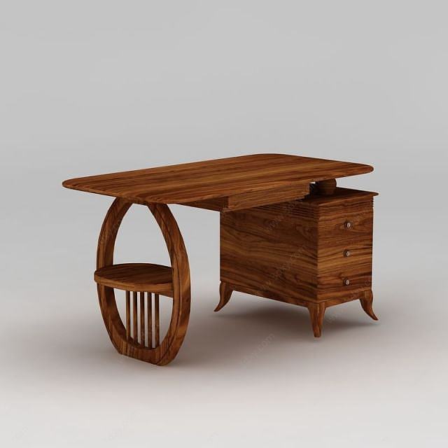 实木电脑桌3D模型