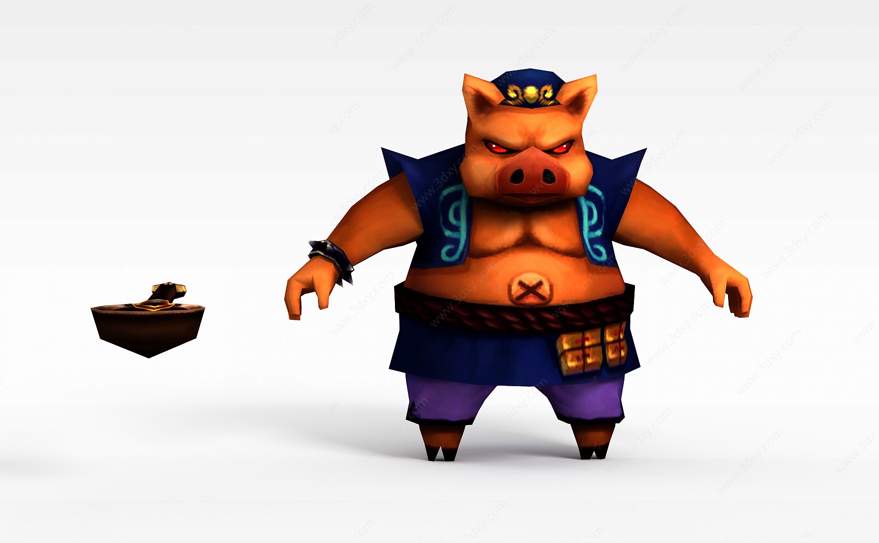 Q版小鱼儿与花无缺游戏角色猪人3D模型