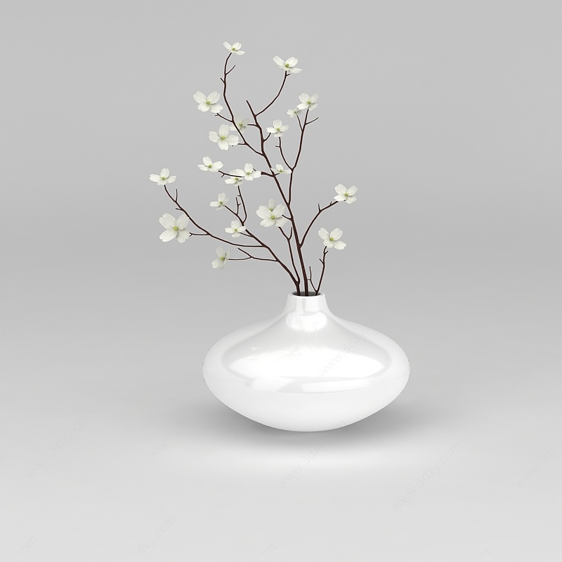 精品白色陶瓷花瓶3D模型