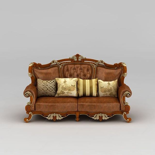 精美欧式实木雕花沙发3D模型